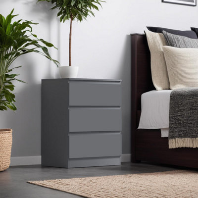 Fwstyle Carlton Dark Grey 3 Drawer Chest (H) 77Cm (W) 60Cm (D) 40Cm from B&Q