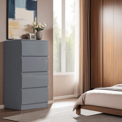 B&Q -  4 Drawer Chest Of Drawers High Gloss Grey Bedroom Furniture