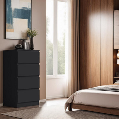 Fwstyle 4 Drawer Chest Of Drawers Matt Bedroom Furniture Black