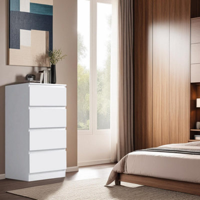 Fwstyle 4 Drawer Chest Of Drawers Matt Bedroom Furniture White