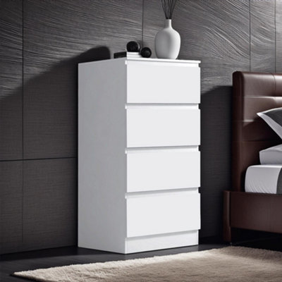 B&Q -  Carlton White 4 Drawer Chest (H) 99Cm (W) 40Cm (D) 40Cm
