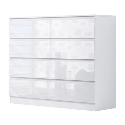 B&Q -  8 Drawer White Chest Of Drawers Gloss Fronts