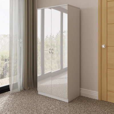 Fwstyle Gloss 2 Door Wardrobe Double Scratch Resistant White