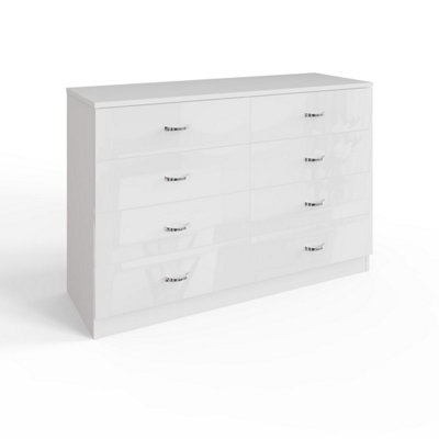 B&Q -  8 Drawer White Gloss Chest Of Drawers Scratch Resistant