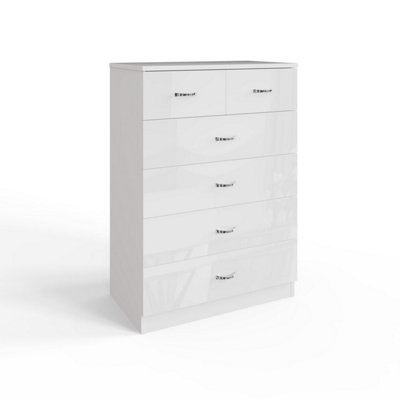 Fwstyle 6 Drawer Gloss Chest Of Drawers Scratch Resistant White