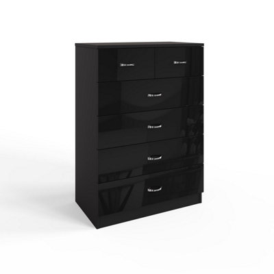 B&Q -  6 Drawer Chest Of Drawers Black Gloss Scratch Resistant