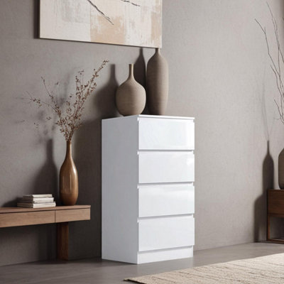 Fwstyle 4 Drawer White Gloss Chest Of Drawers Scratch Resistant