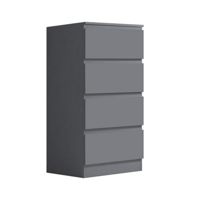 Fwstyle 4 Drawer Dark Grey Chest Of Drawers Scratch Resistant