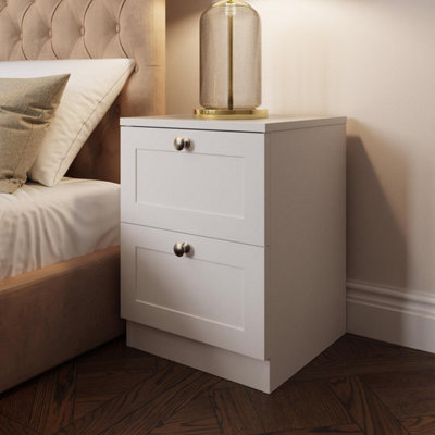 Fwstyle Unisex White 2 Drawer Shaker Style Bedside Table Nightstand Deep Design Bedroom Storage In - Image 8