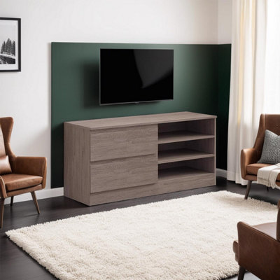 Fwstyle 2 Drawer 3 Shelf Rustic Oak Tv Unit