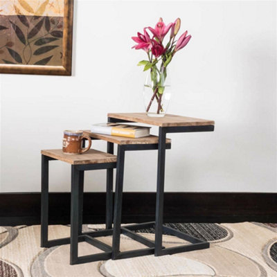 B&Q -  Urban Design Modern Nest Of 3 Firewood Metal Nesting Table