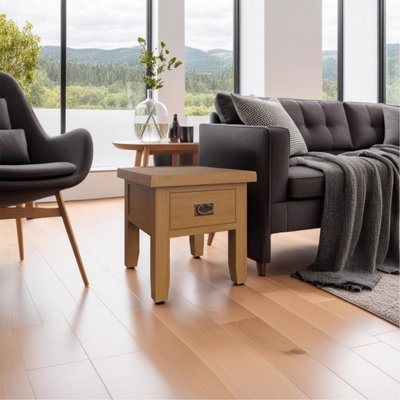 B&Q -  Side Lamp Table Solid Oak