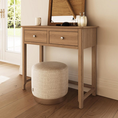 Fwstyle 2 Drawer Dressing Table Vanity Makeup Natural Oak (H) 80Cm (W) 90Cm (D) 40Cm