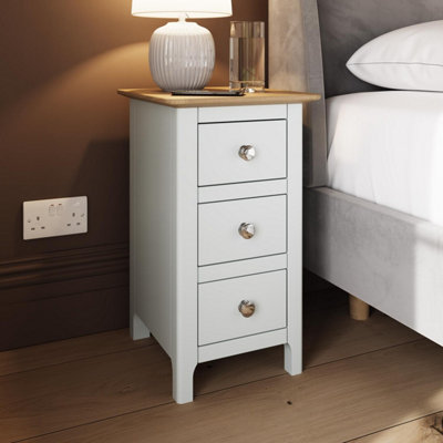 Fwstyle 3 Drawer Bedside Chest Of Drawers Oak Veneer Linen Finish White