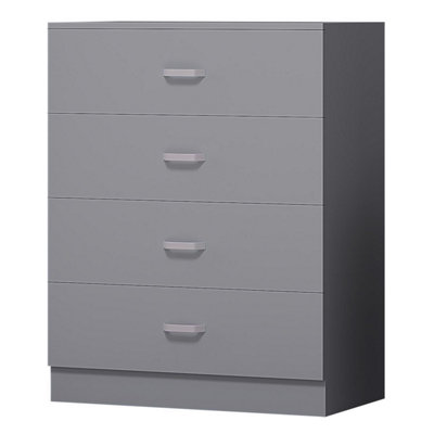 B&Q -  Grey 4 Drawer Chest Of Drawers Metal Handles Scratch Resistant