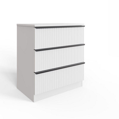 Fwstyle 3 Drawer Chest Of Drawers Scalloped Ripple Effect White