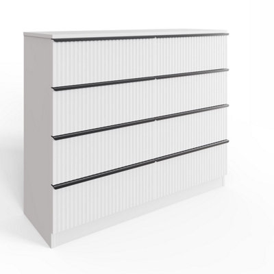 Fwstyle 8 Drawer Chest Of Drawers Scalloped Ripple Effect White