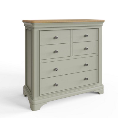 Fwstyle 6 Drawer Sage Solid Painted Oak Chest Of Drawers Green
