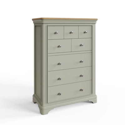 Fwstyle 8 Drawer Sage Solid Painted Oak Chest Of Drawers Green