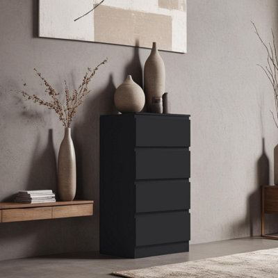Fwstyle 4 Drawer Black Chest Of Drawers Scratch Resistant