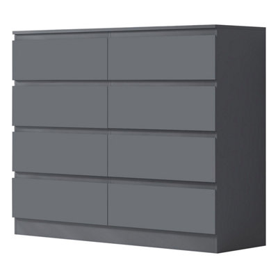 Fwstyle 8 Drawer Chest Of Drawers Matt Finish Dark/Grey