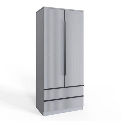 Fwstyle 2 Door 2 Drawer Combination Wardrobe Matt Dark/Grey