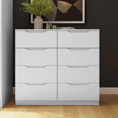 Fwstyle White Luno Drawer Modern Wide Chest Of Drawers Size 8