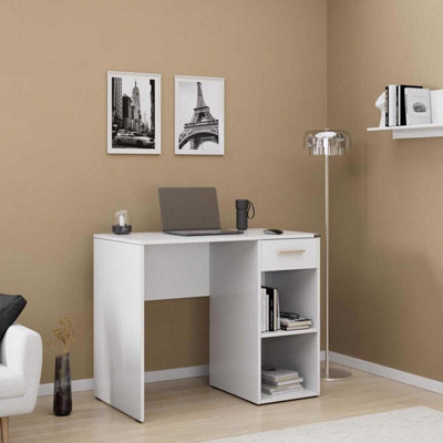B&Q -  1 Drawer 2 Shelf Home Office Study Desk Matt White