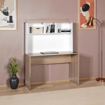 Fwstyle Two Tone Desk Home Office Study Storage Hutch White & Oak from B&Q