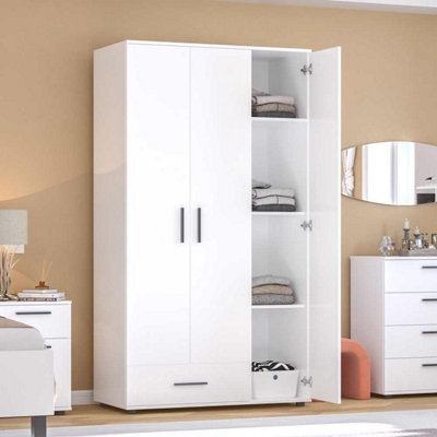 FWStyle 3 Door 1 Drawer Matt White Large Wardrobe - Image 8