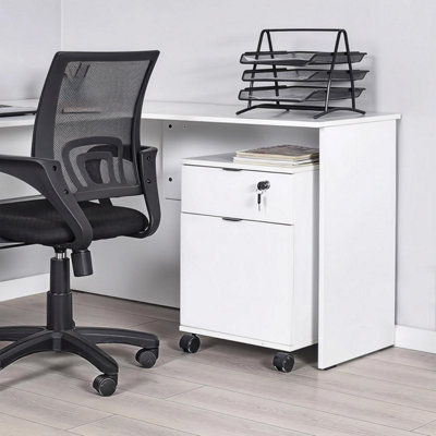 Fwstyle Matt White Lockable 1 Drawer 1 Door Mobile Office Cabinet Cupboard from B&Q