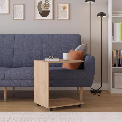 B&Q -  Oak Effect Mobile Sofa End Laptop Table