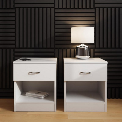 Fwstyle Unisex White Pair Of Drawer Open Shelf Nightstands Size 1 - Image 8