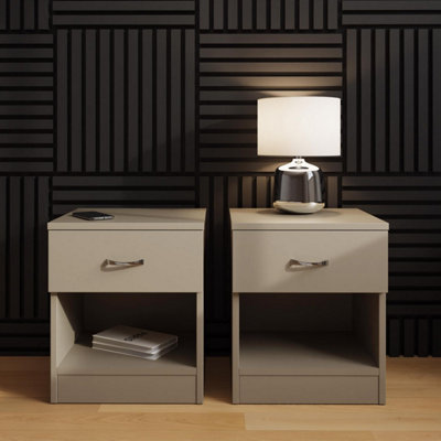 Fwstyle Pair Of 1 Drawer Open Shelf Putty Nightstands from B&Q