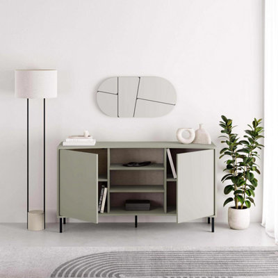 Fwstyle Ash Green 2 Door Modern Curved Sideboard from B&Q