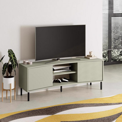 B&Q -  2 Door Curved Tv Unit Stand Ash Green