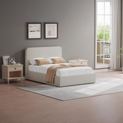 FWStyle - Ottoman Bed Frame - Double - Beige - Linen/Metal - Extra Small - Image 7