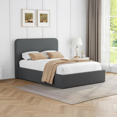 Fwstyle Unisex Grey Upholstered Double Ottoman Lift Up Storage Bedframe - Image 7