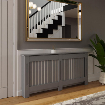 Fwstyle Unisex Grey Vertical Slat Radiator Cover (H) 82.3 (W) 172Cm (D) 19Cm Large - Image 4