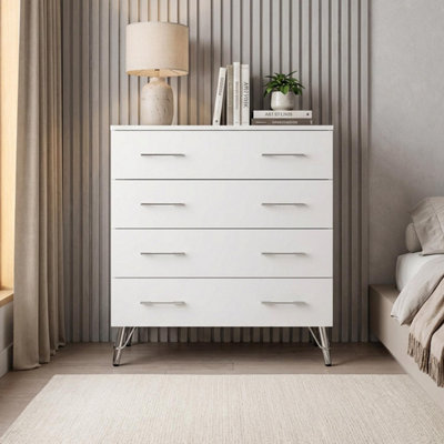 Fwstyle Maldon White 4 Drawer Chest (H) 87Cm (W) 77Cm (D) 41.5Cm from B&Q