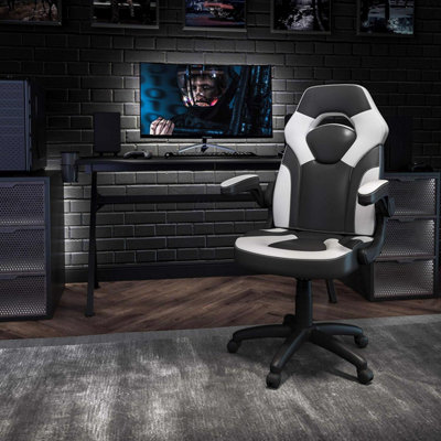 FWStyle - Gaming Chair - Faux Leather - Black/White - Image 8