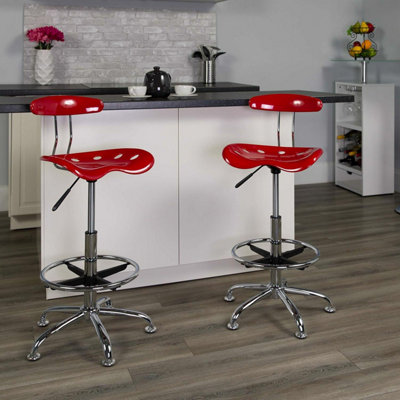 FWStyle Tractor Seat Bar Stool - Red - Adjustable Height - Image 8