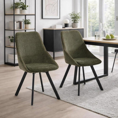 Fwstyle Myla Set Of 2 Green Chenille Upholstered 360 Degree Swivelling Dining Chairs from B&Q
