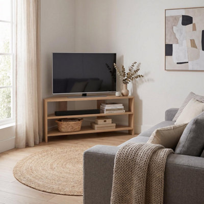 Fwstyle Promo Oak Corner Tv Unit (H) 45 (W) 110 (D) 36Cm