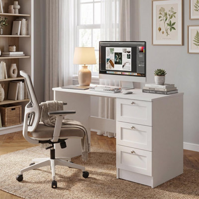 B&Q -  Artus 3 Drawer Dressing Makeup Vanity Table Bedroom Study Desk White