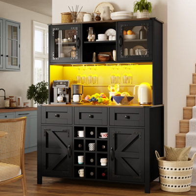 Btm 120Cm Tall Kitchen Cabinet With 4 Doors 3 Drawers Led Usb Ports Black from B&Q