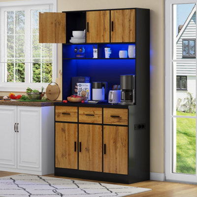 Btm 100Cm Kitchen Tall Cabinet With App Led Lights Drawers Shelves Charging Station from B&Q