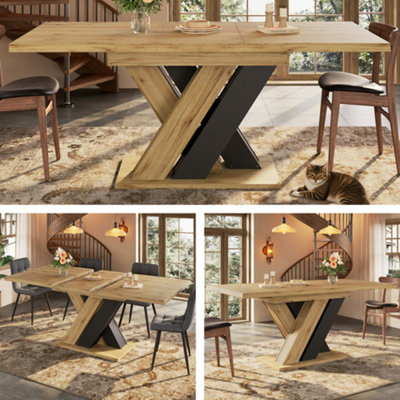Btm Extendable Dining TableTelescopic Kitchen Table 119158.5Cm With X LegsWood Finish from B&Q