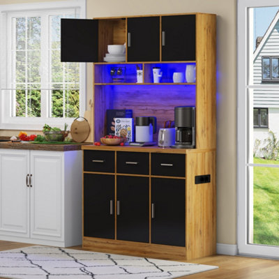 Btm 180Cm Kitchen Tall Cabinet With Led Lights Drawers Shelves Charging Station from B&Q