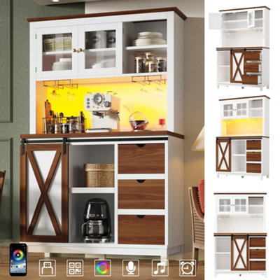 Btm Tall Cabinet With Led And App ControlSliding Door And 3 DrawersWhite from B&Q